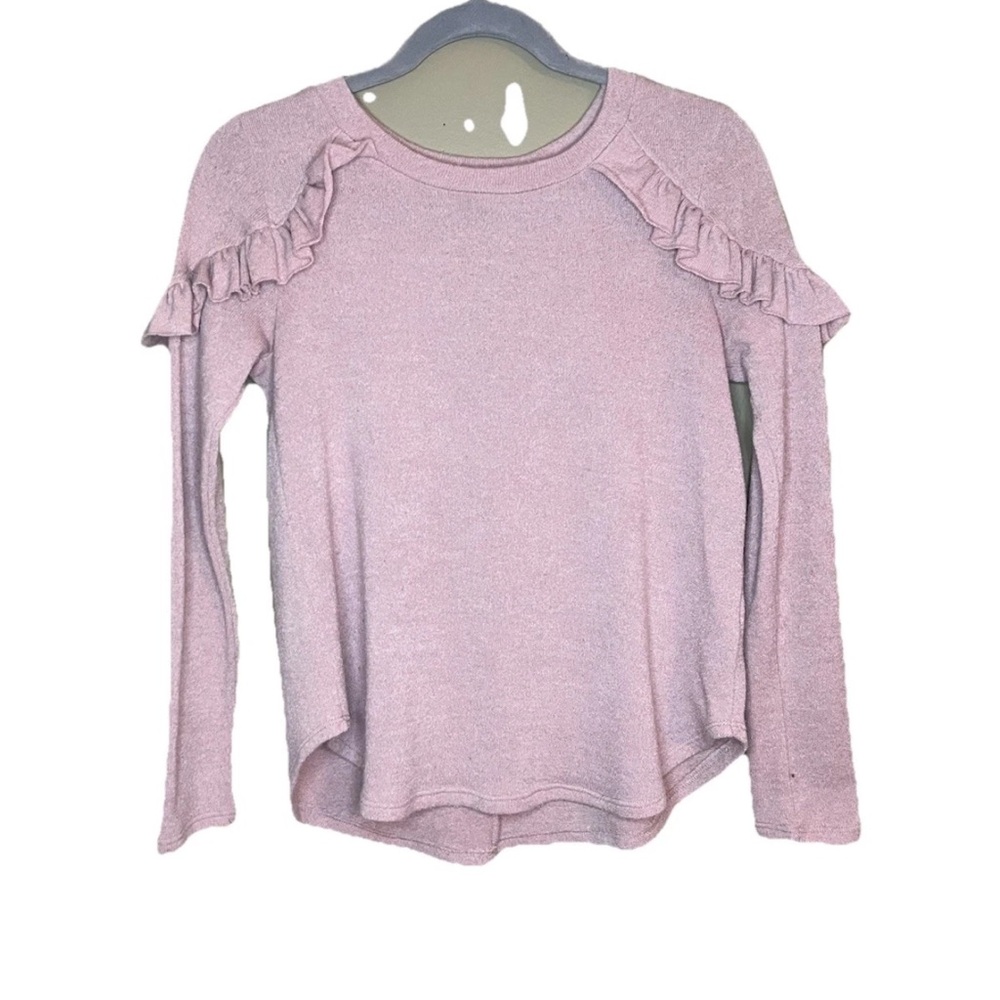 Karlie Blush Knit Ruffle Long Sleeve Sweater Blouse Women’s Small
